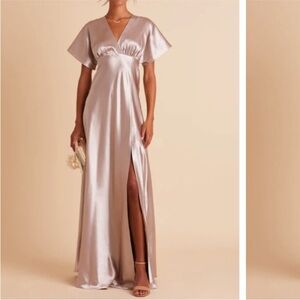 Birdy Grey Jesse Kimono Dress Satin Taupe Size S NWT Bridesmaid Wedding Guest